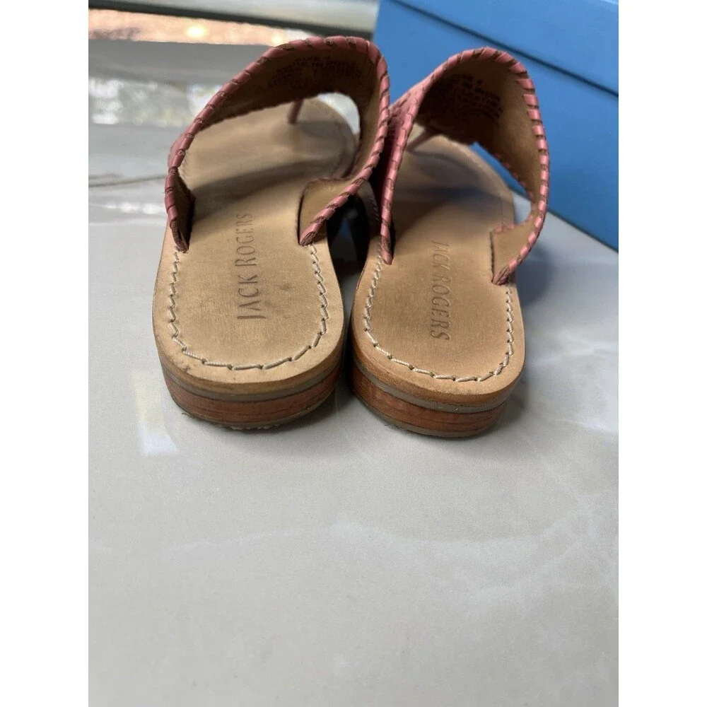 Jack Rogers Big Kids Youth Girls  Sz 4 Jacks Flat Sandal Rose Leather 112202jk01